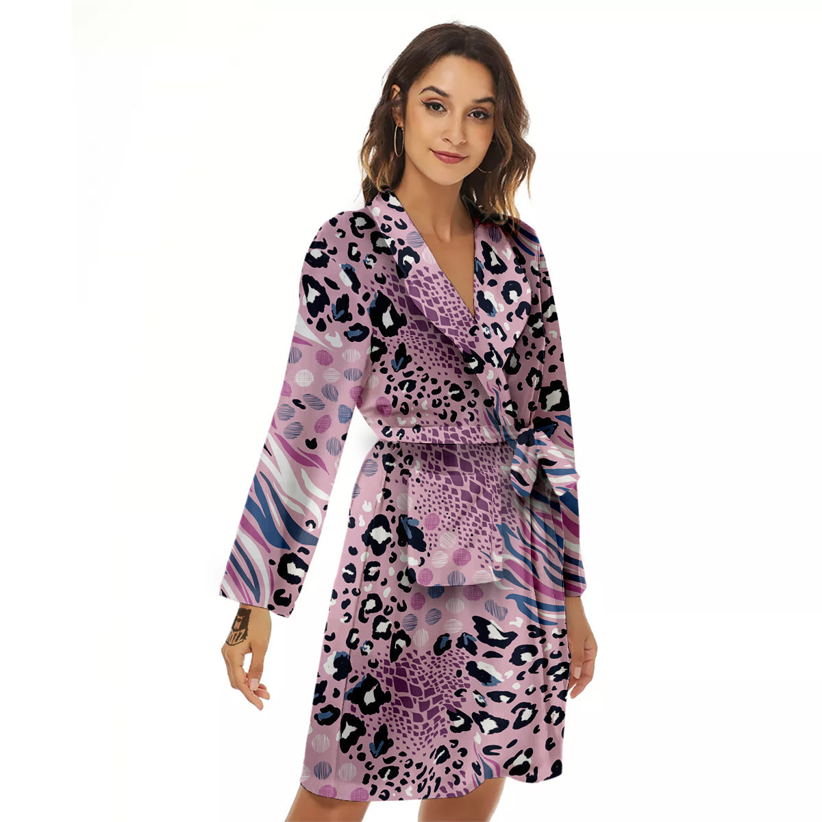 Pastel Mix Animal Skin Print Women's Robe-grizzshop