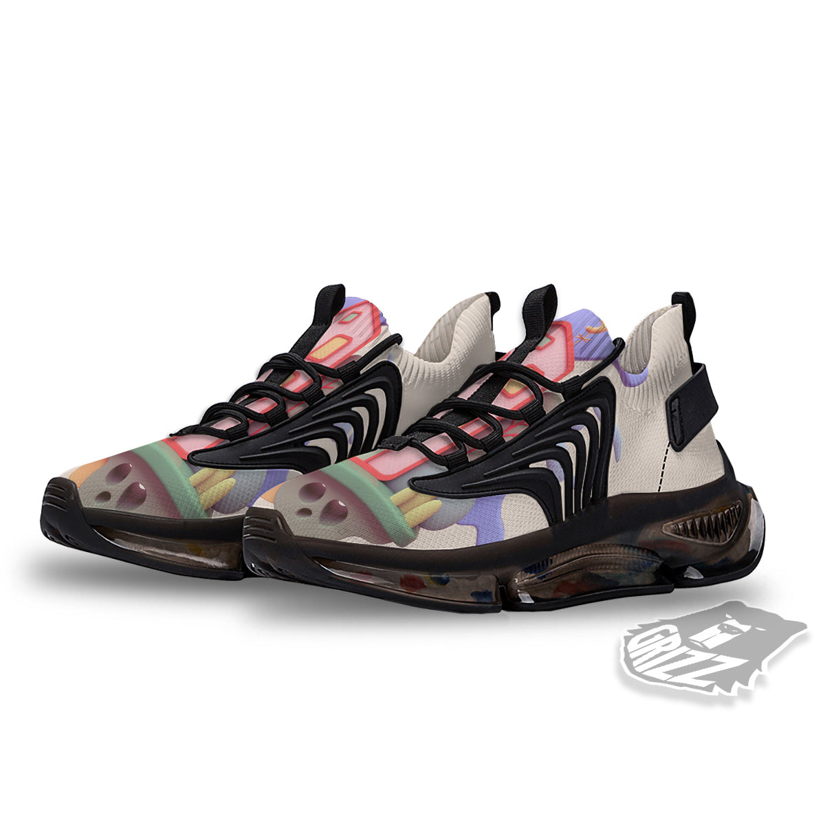 Pastel Modern House Print Black Gym Shoes-grizzshop