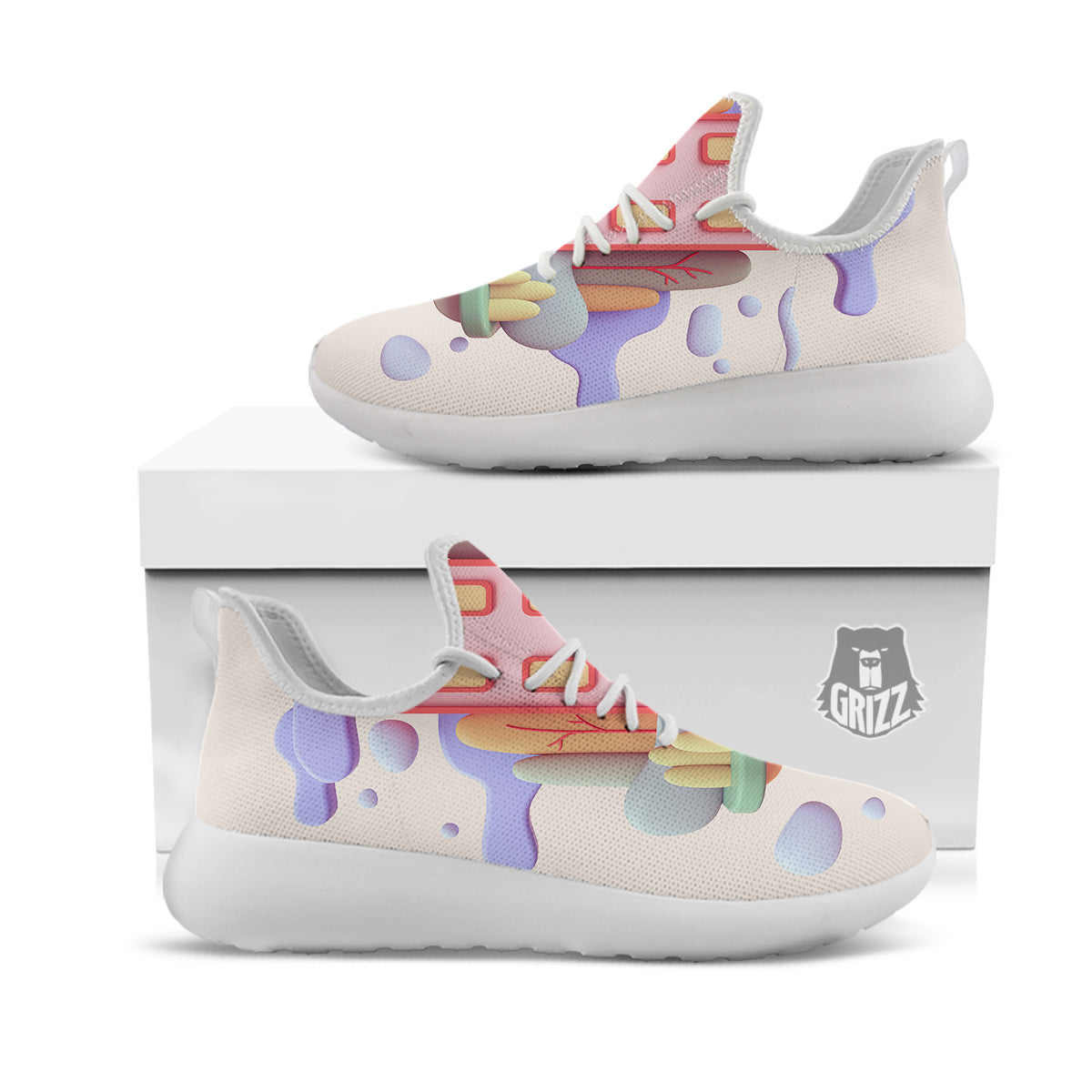 Pastel Modern House Print White Athletic Shoes-grizzshop
