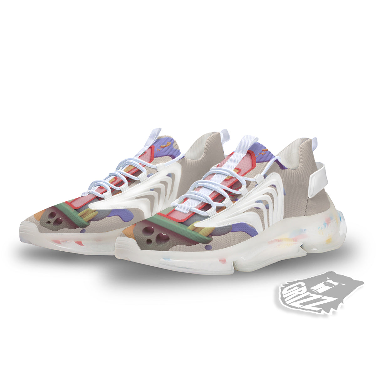 Pastel Modern House Print White Gym Shoes-grizzshop