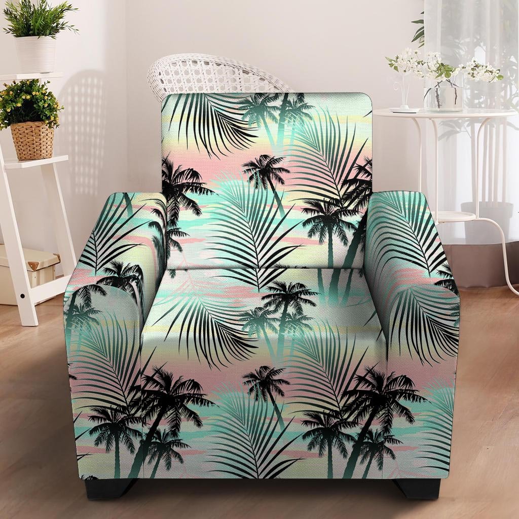 Pastel Palm Tree Hawaiian Print Armchair Cover-grizzshop