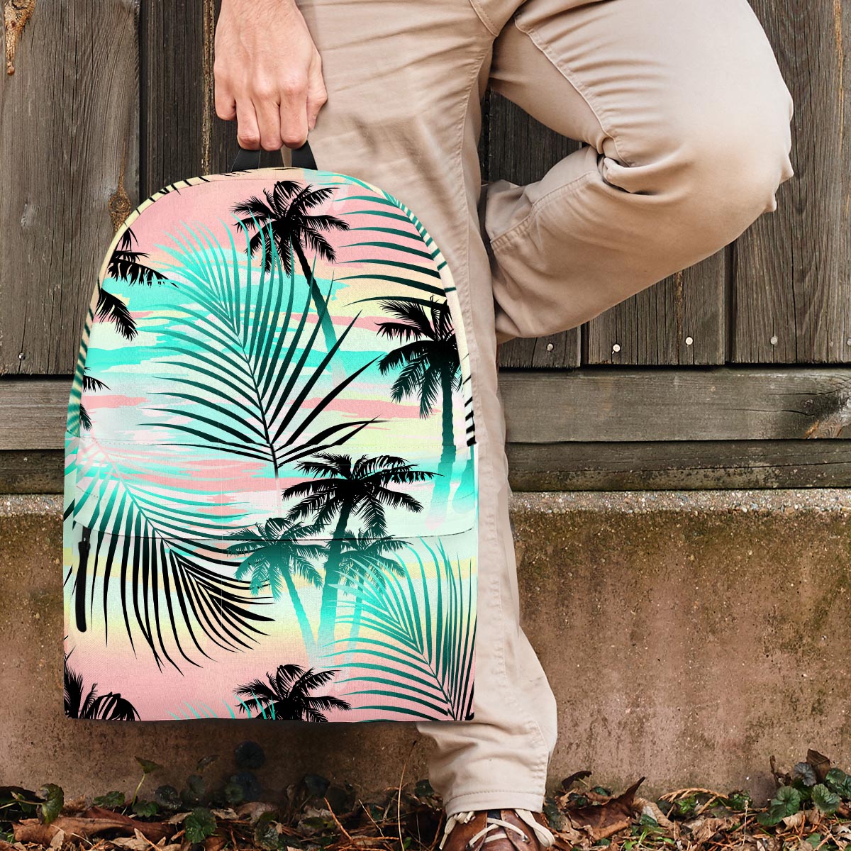 Pastel Palm Tree Hawaiian Print Backpack-grizzshop