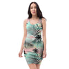 Pastel Palm Tree Hawaiian Print Bodycon Dress-grizzshop