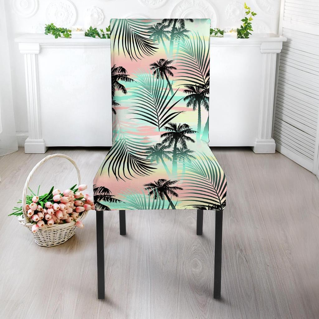 Pastel Palm Tree Hawaiian Print Chair Cover-grizzshop