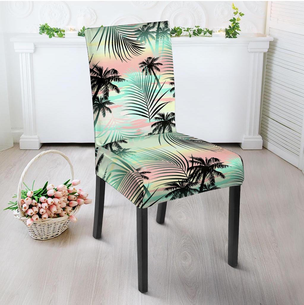 Pastel Palm Tree Hawaiian Print Chair Cover-grizzshop