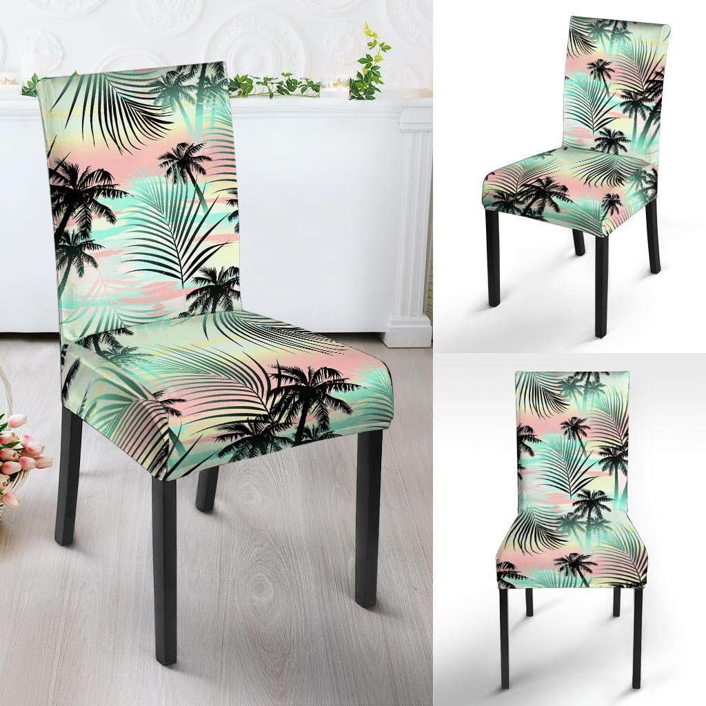Pastel Palm Tree Hawaiian Print Chair Cover-grizzshop