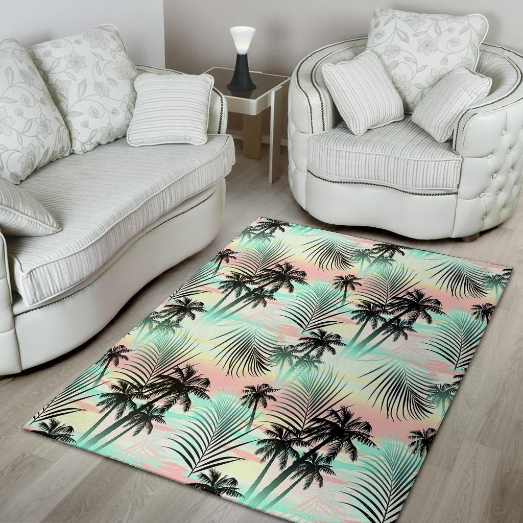 Pastel Palm Tree Hawaiian Print Floor Mat-grizzshop