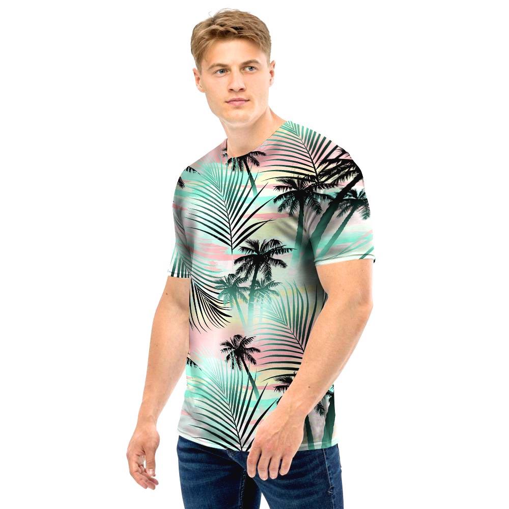 Pastel Palm Tree Hawaiian Print Men T Shirt-grizzshop