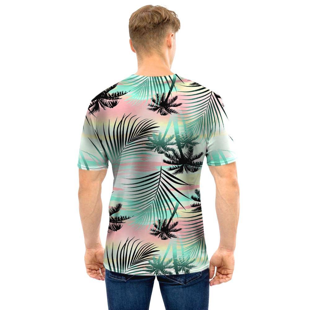 Pastel Palm Tree Hawaiian Print Men T Shirt-grizzshop