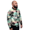 Pastel Palm Tree Hawaiian Print Men's Bomber Jacket-grizzshop