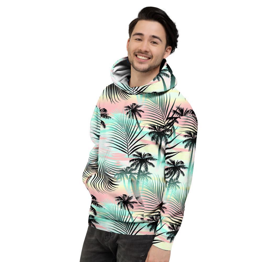 Pastel Palm Tree Hawaiian Print Men's Hoodie-grizzshop