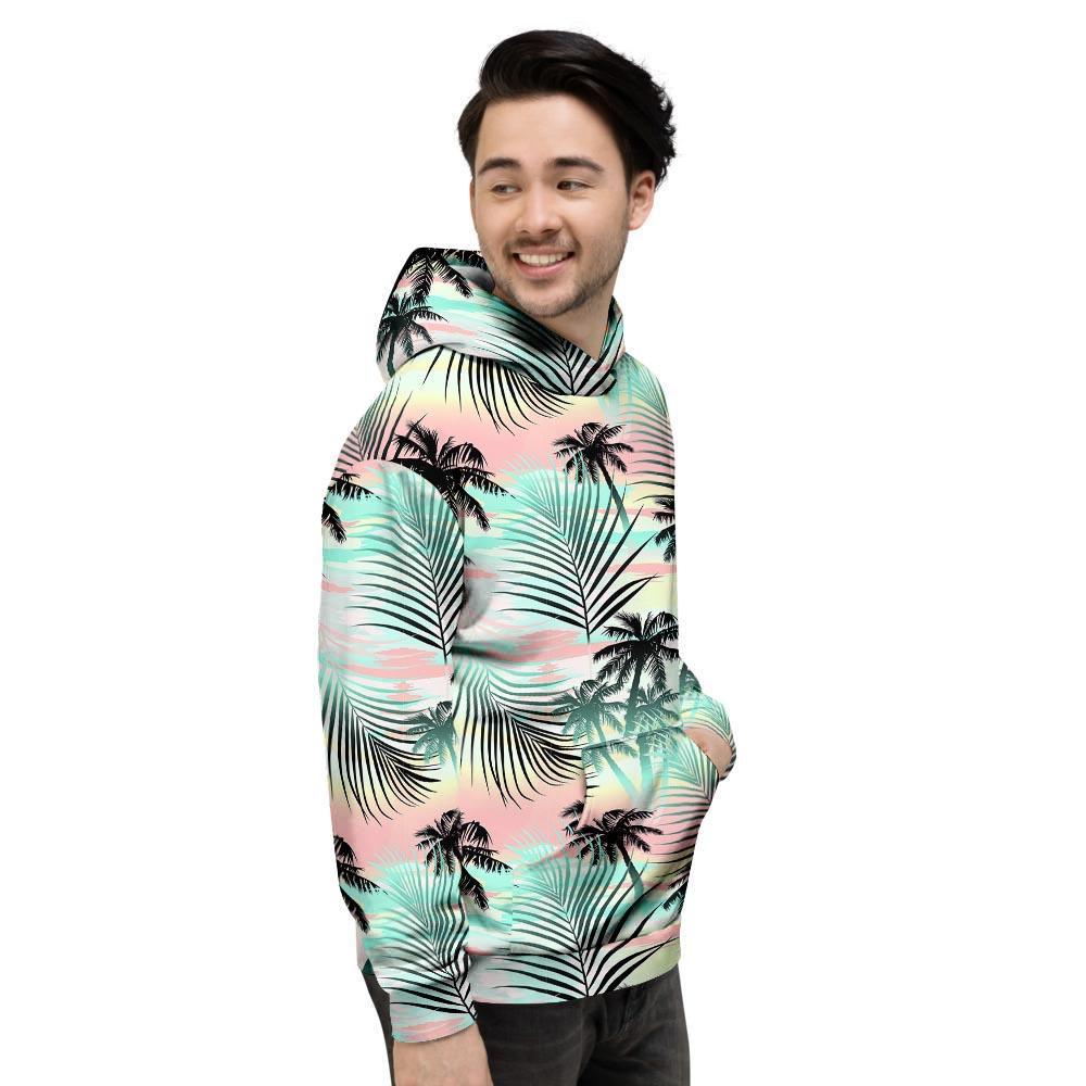 Pastel Palm Tree Hawaiian Print Men's Hoodie-grizzshop