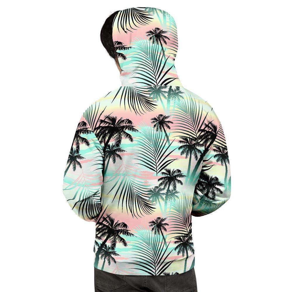 Pastel Palm Tree Hawaiian Print Men's Hoodie-grizzshop