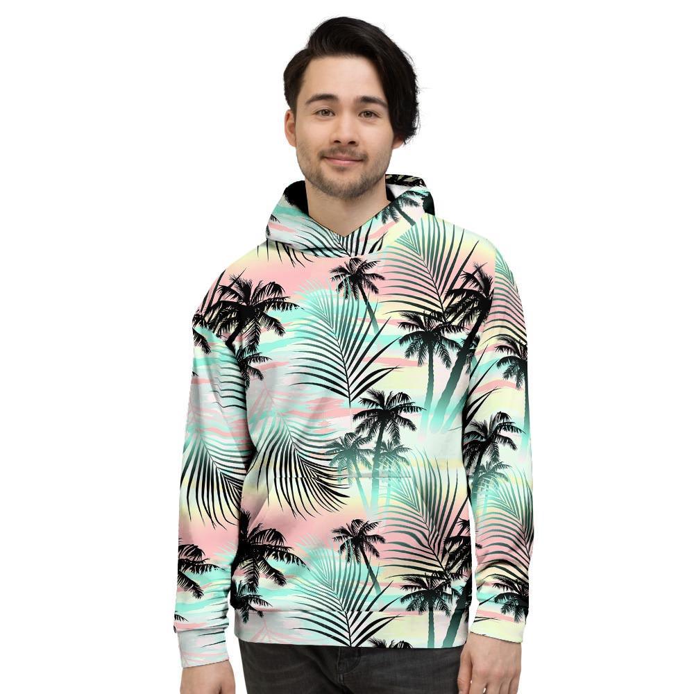 Pastel Palm Tree Hawaiian Print Men's Hoodie-grizzshop