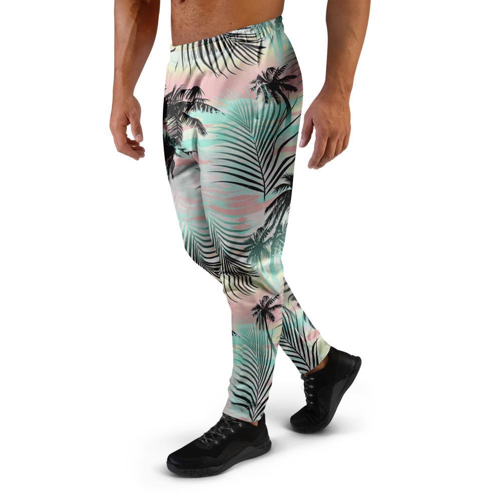 Pastel Palm Tree Hawaiian Print Men's Joggers-grizzshop