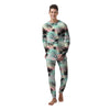 Pastel Palm Tree Hawaiian Print Men's Pajamas-grizzshop