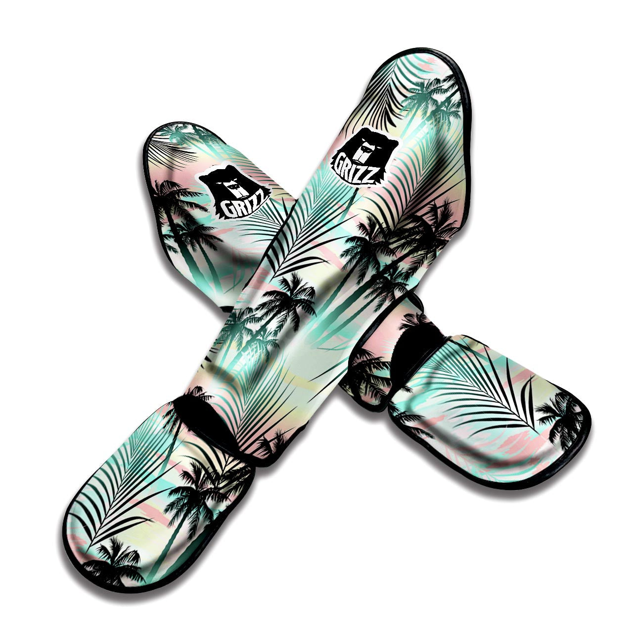 Pastel Palm Tree Hawaiian Print Muay Thai Shin Guard-grizzshop