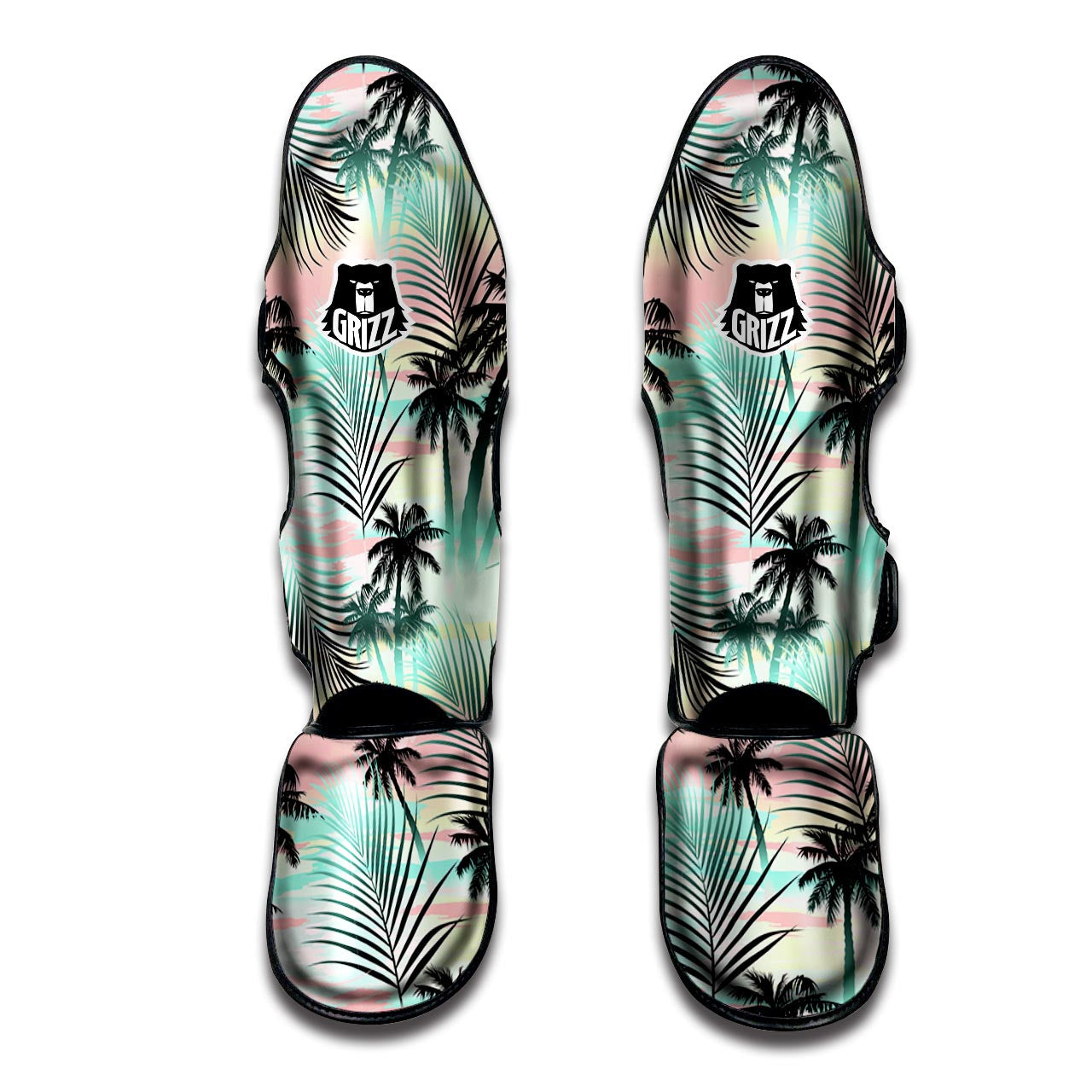 Pastel Palm Tree Hawaiian Print Muay Thai Shin Guard-grizzshop