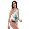 Pastel Palm Tree Hawaiian Print One Piece Swimsuite-grizzshop