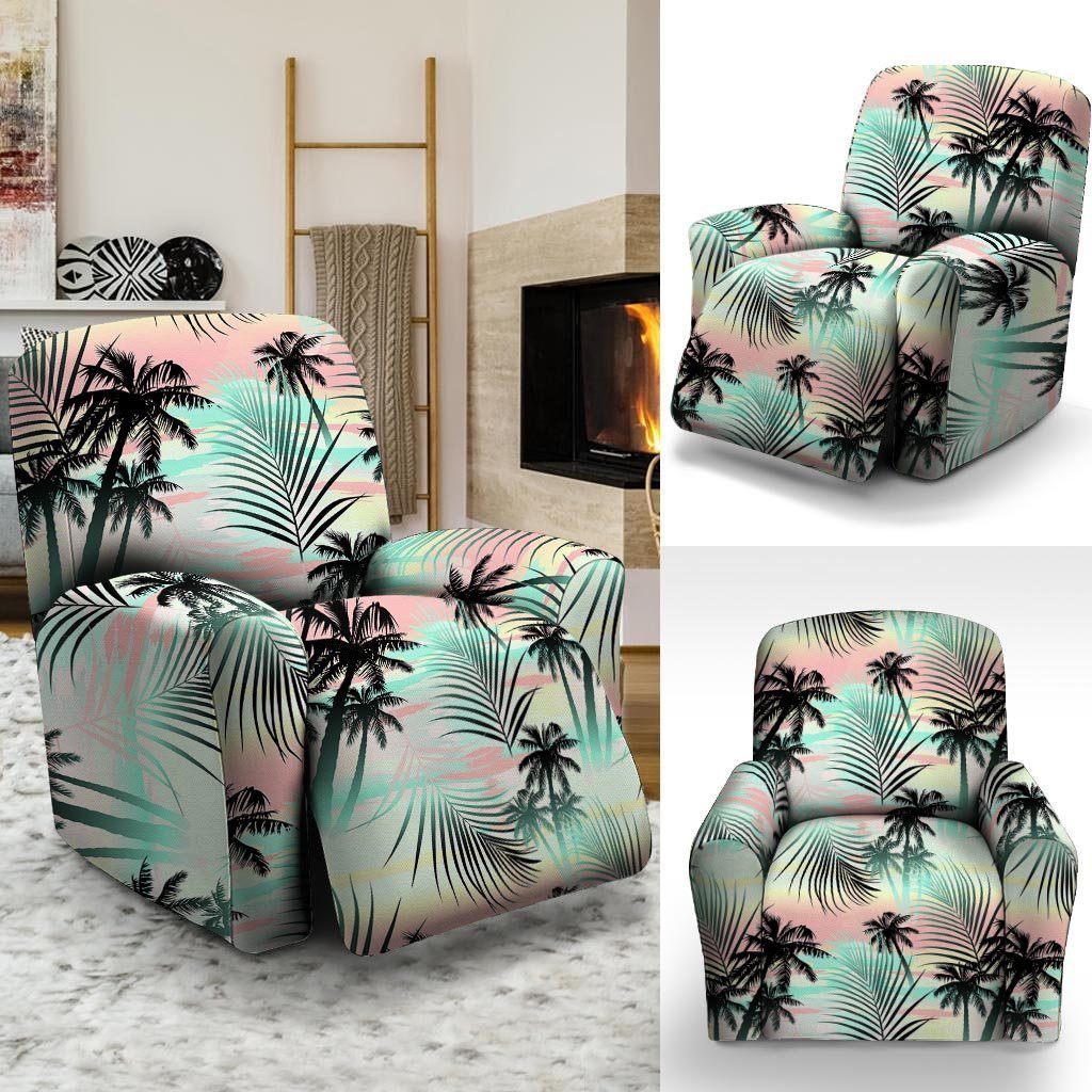 Pastel Palm Tree Hawaiian Print Recliner Cover-grizzshop