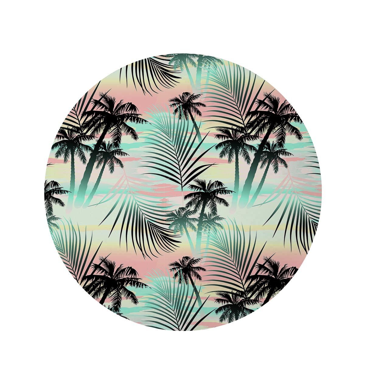 Pastel Palm Tree Hawaiian Print Round Rug-grizzshop