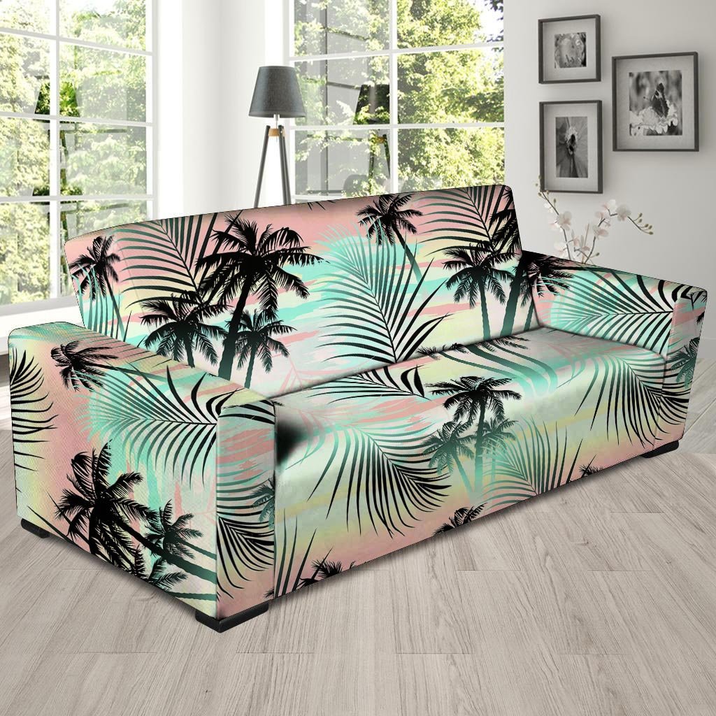 Pastel Palm Tree Hawaiian Print Sofa Cover-grizzshop