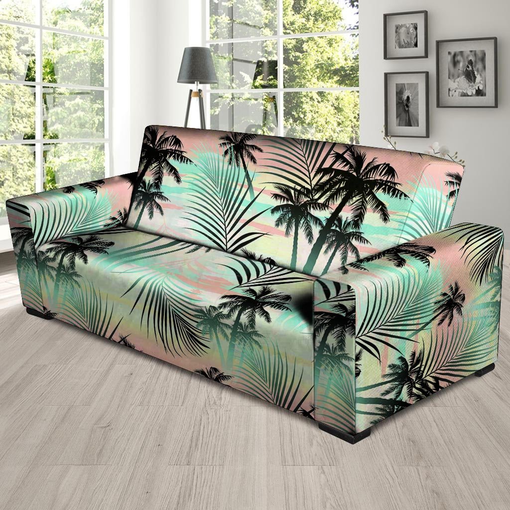 Pastel Palm Tree Hawaiian Print Sofa Cover-grizzshop