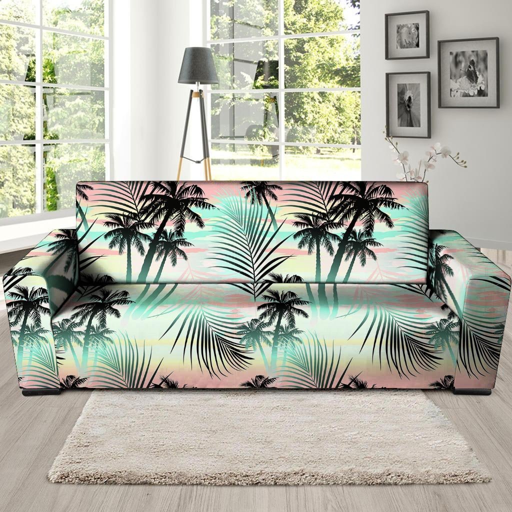 Pastel Palm Tree Hawaiian Print Sofa Cover-grizzshop