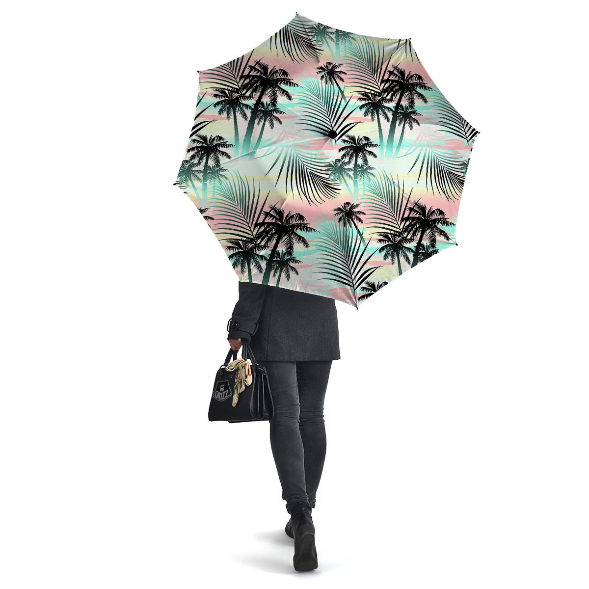 Pastel Palm Tree Hawaiian Print Umbrella-grizzshop