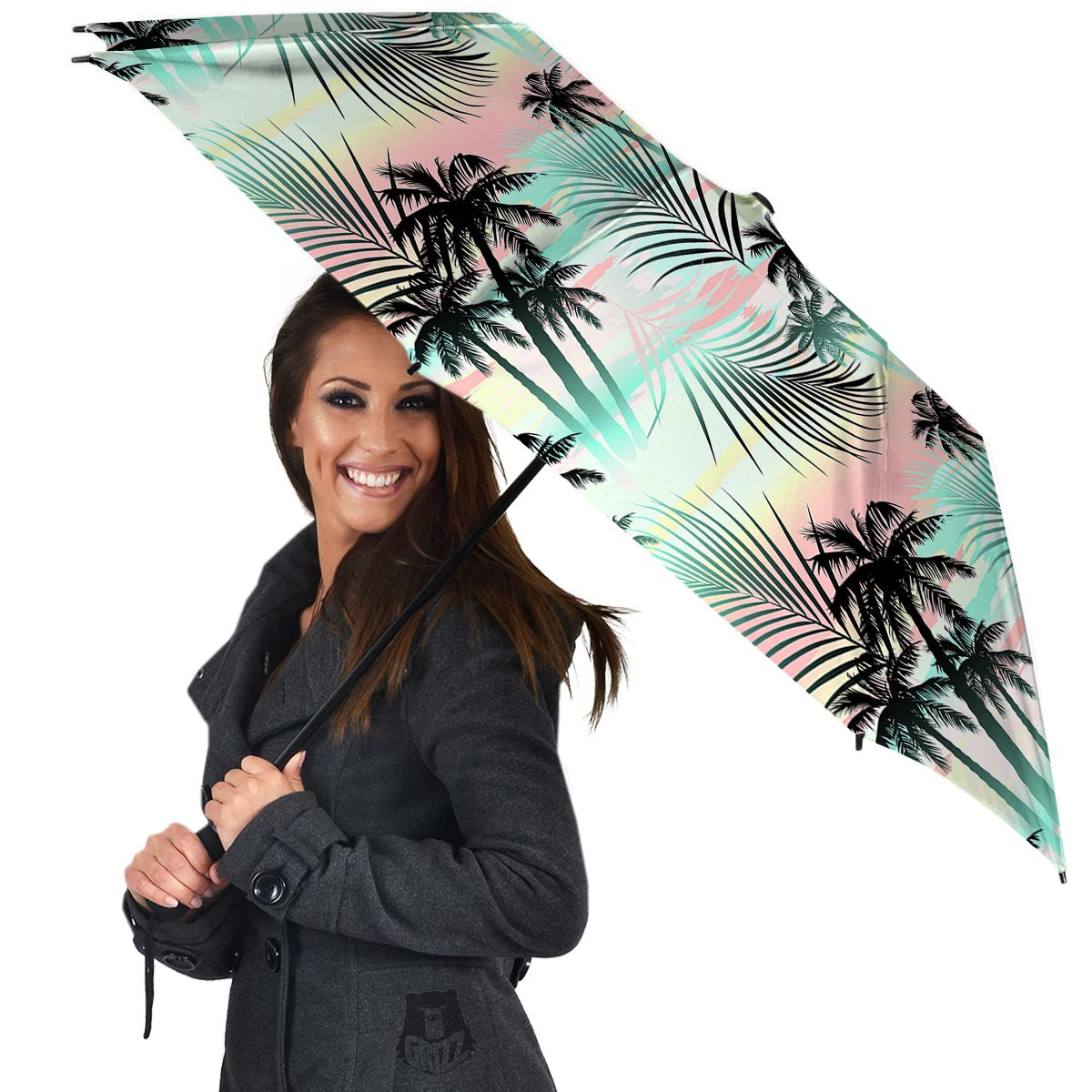 Pastel Palm Tree Hawaiian Print Umbrella-grizzshop