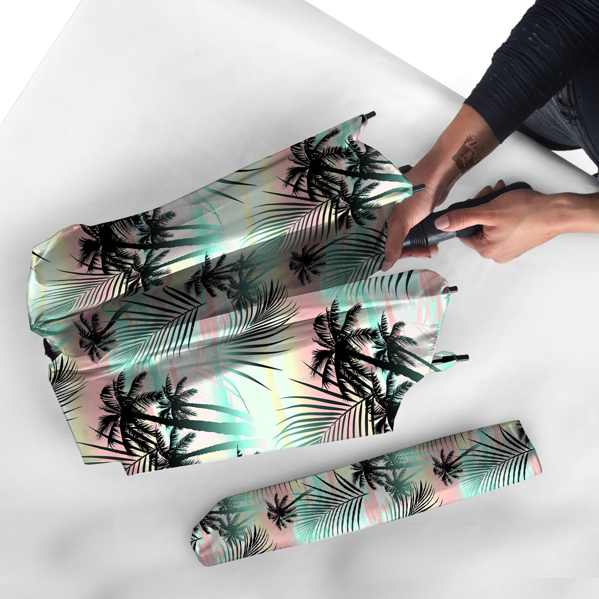 Pastel Palm Tree Hawaiian Print Umbrella-grizzshop