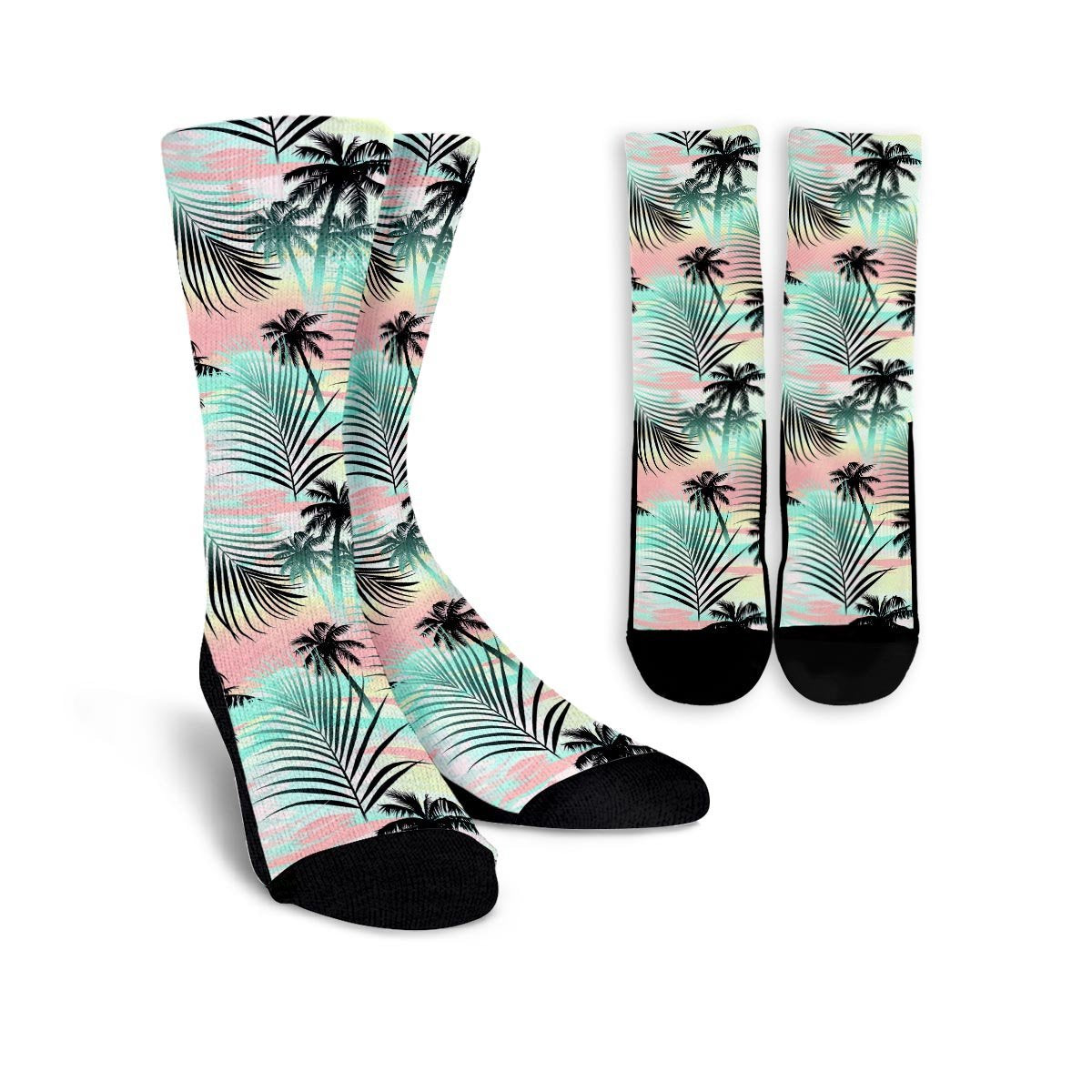 Pastel Palm Tree Hawaiian Print Unisex Socks-grizzshop