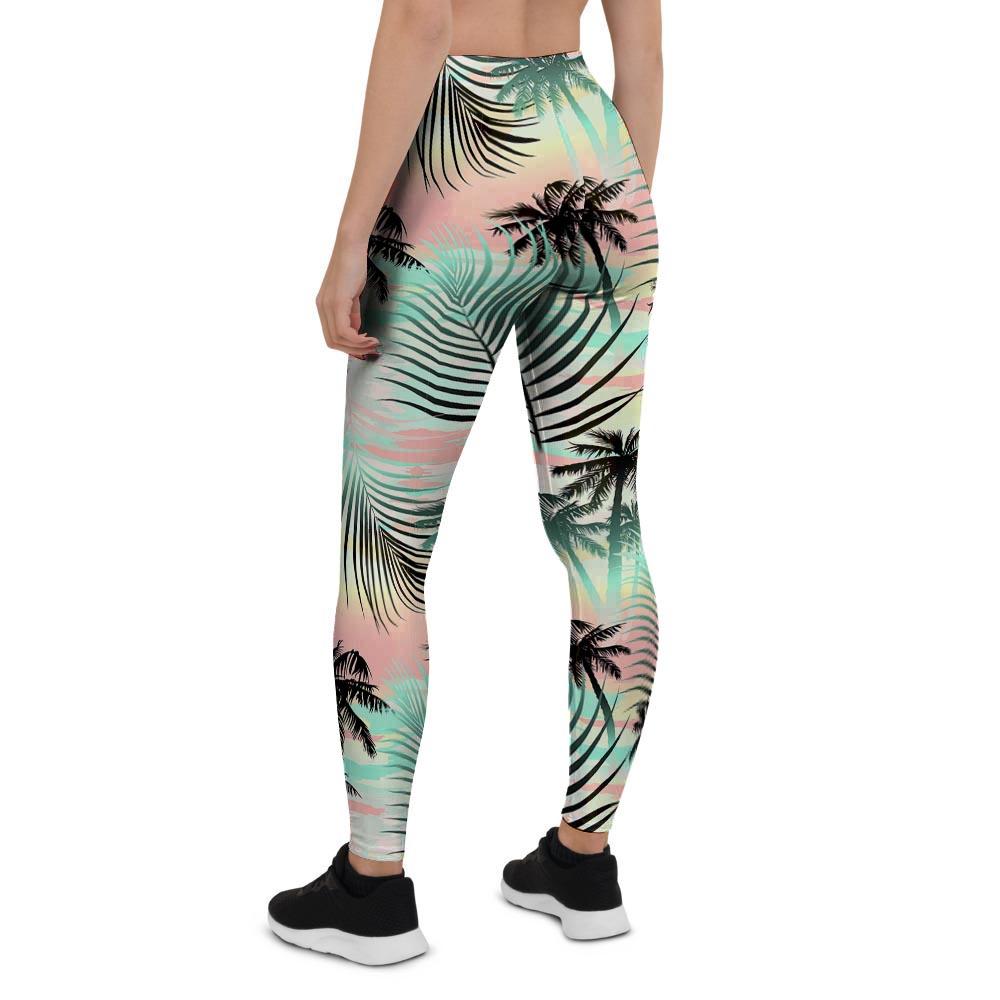 Pastel Palm Tree Hawaiian Print Women's Leggings-grizzshop