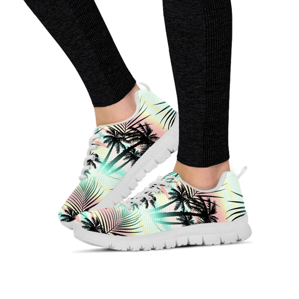 Pastel Palm Tree Hawaiian Print Women's Sneakers-grizzshop