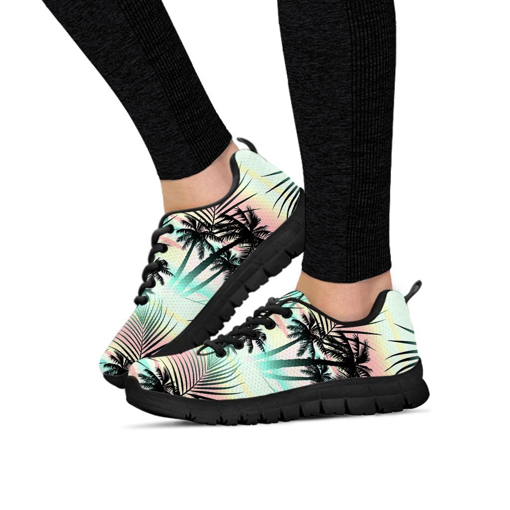 Pastel Palm Tree Hawaiian Print Women's Sneakers-grizzshop