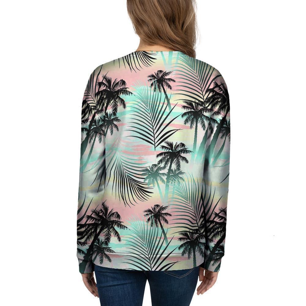 Pastel Palm Tree Hawaiian Print Women's Sweatshirt-grizzshop