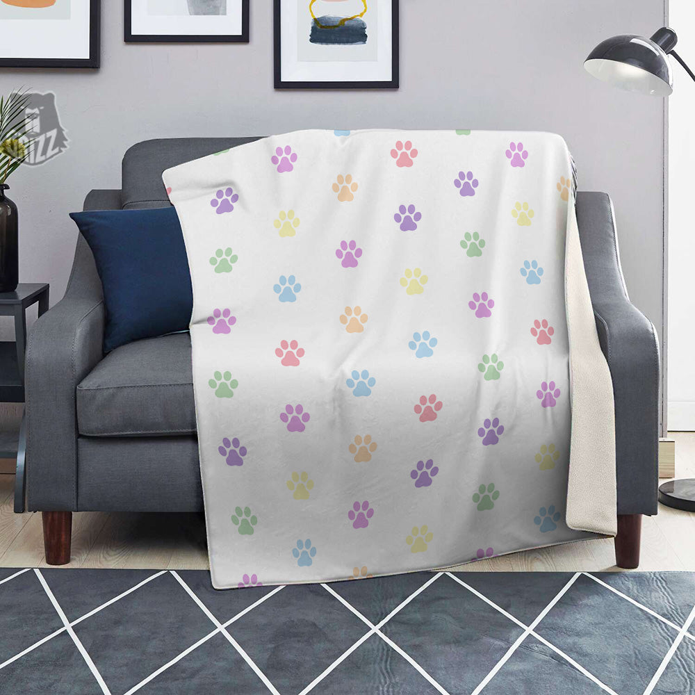 Pastel Paw Print Blanket-grizzshop