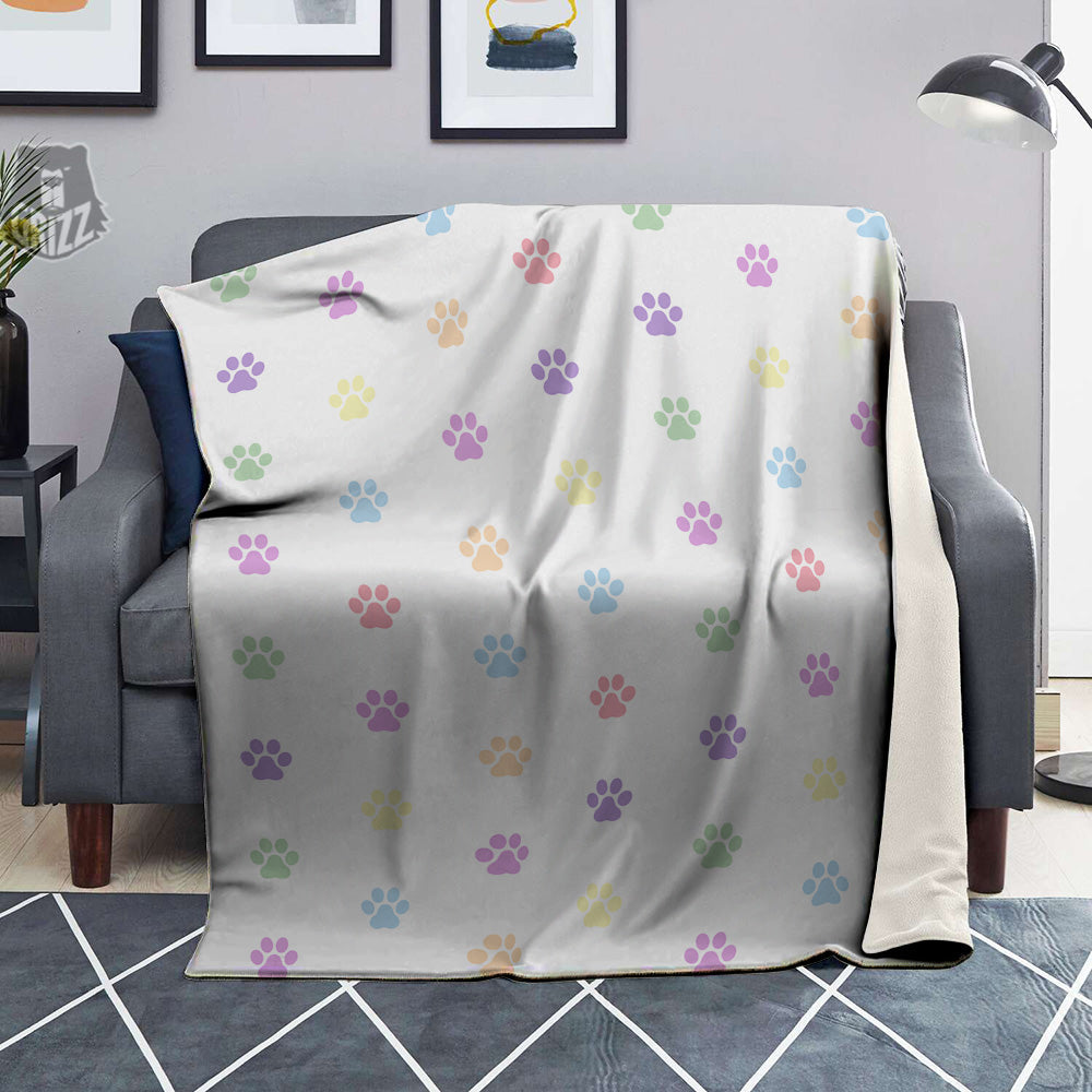 Pastel Paw Print Blanket-grizzshop