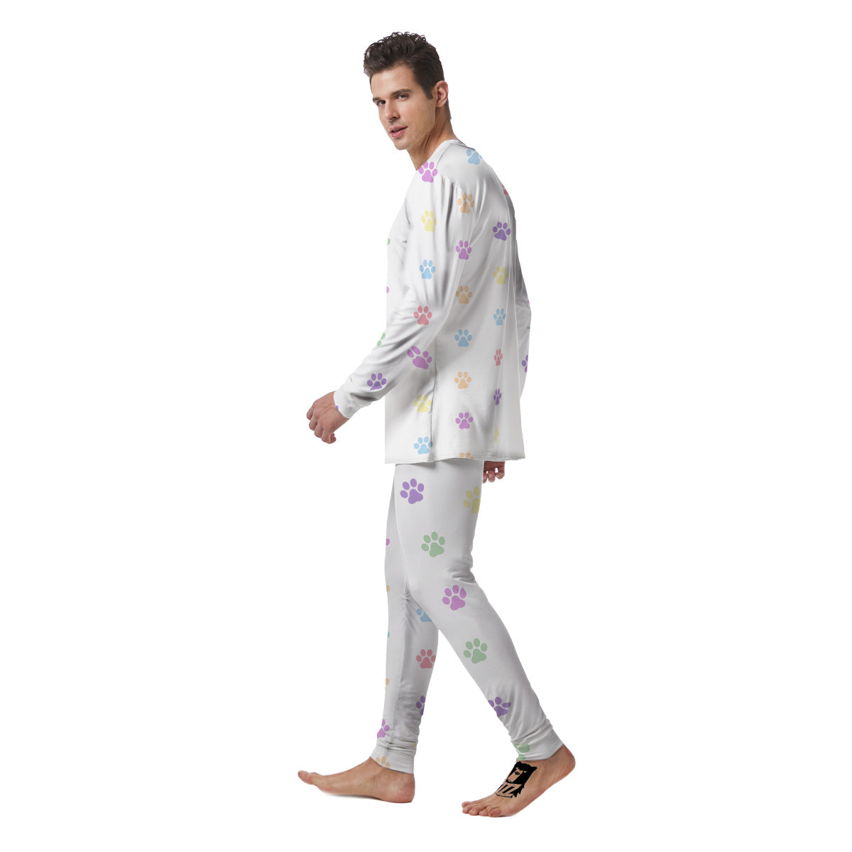 Pastel Paw Print Men's Pajamas-grizzshop