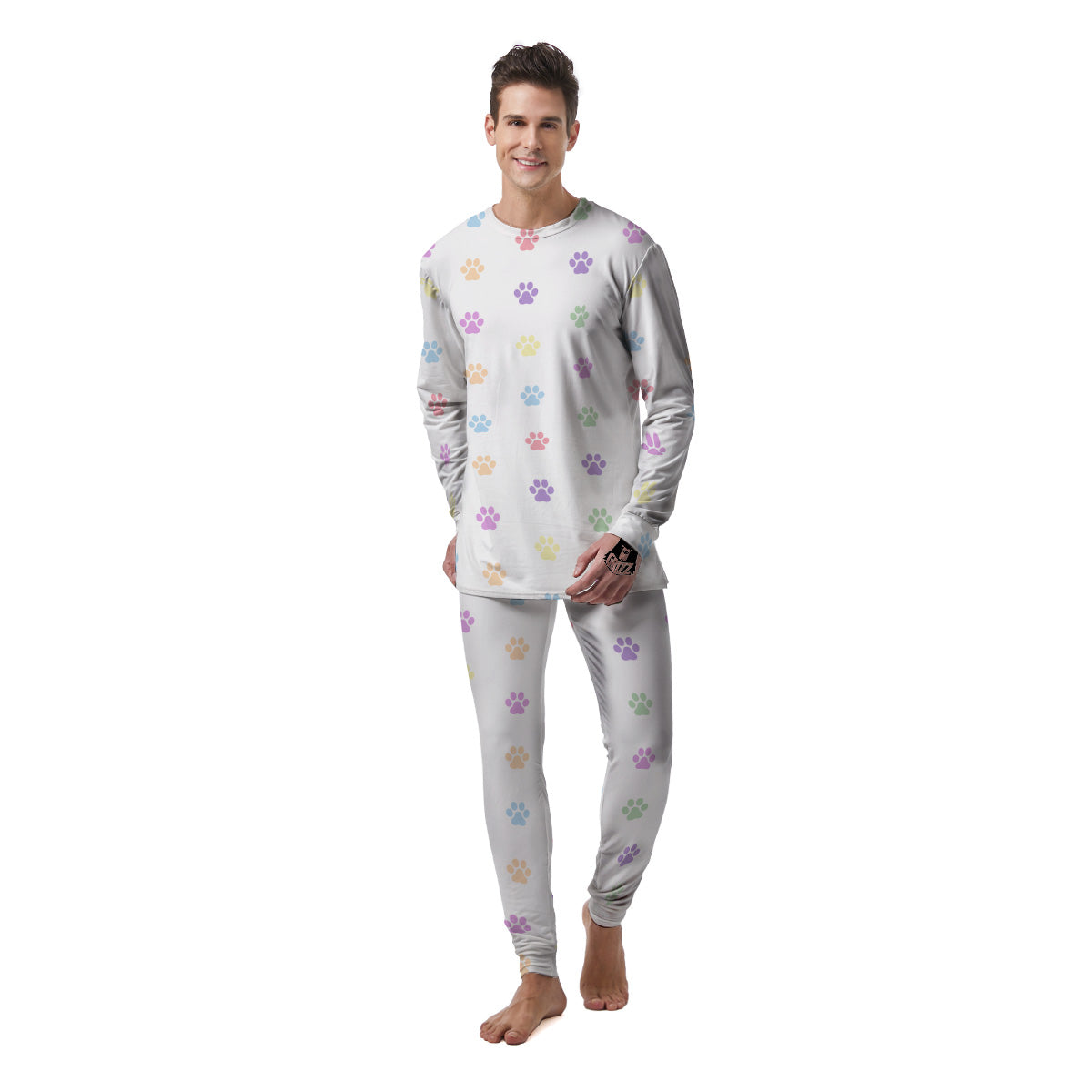 Pastel Paw Print Men's Pajamas-grizzshop