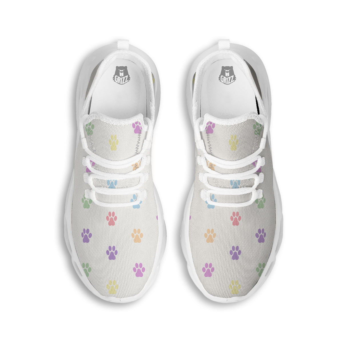 Pastel Paw Print White Running Shoes-grizzshop