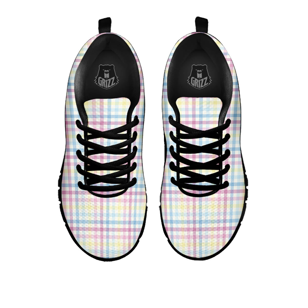 Pastel Plaid Cotton Candy Print Pattern Black Sneaker-grizzshop