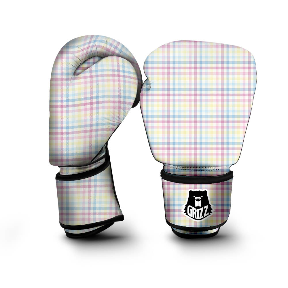 Pastel Plaid Cotton Candy Print Pattern Boxing Gloves-grizzshop