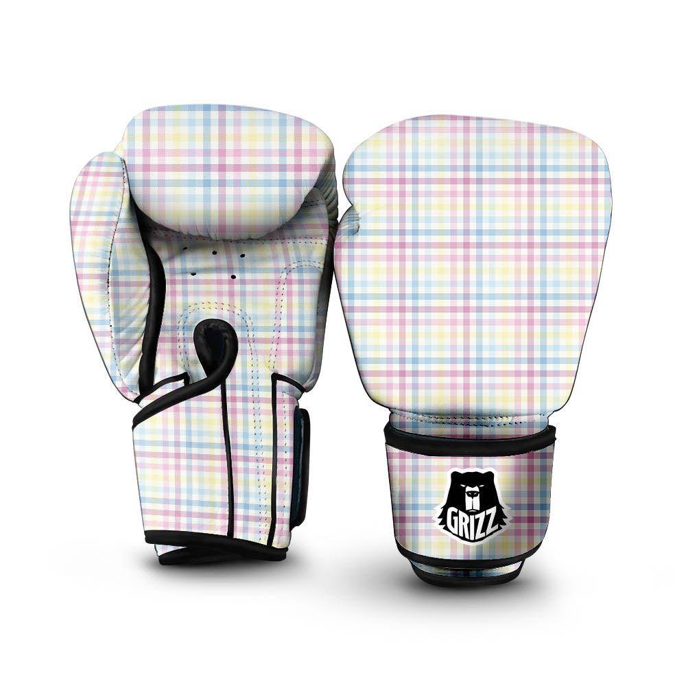 Pastel Plaid Cotton Candy Print Pattern Boxing Gloves-grizzshop