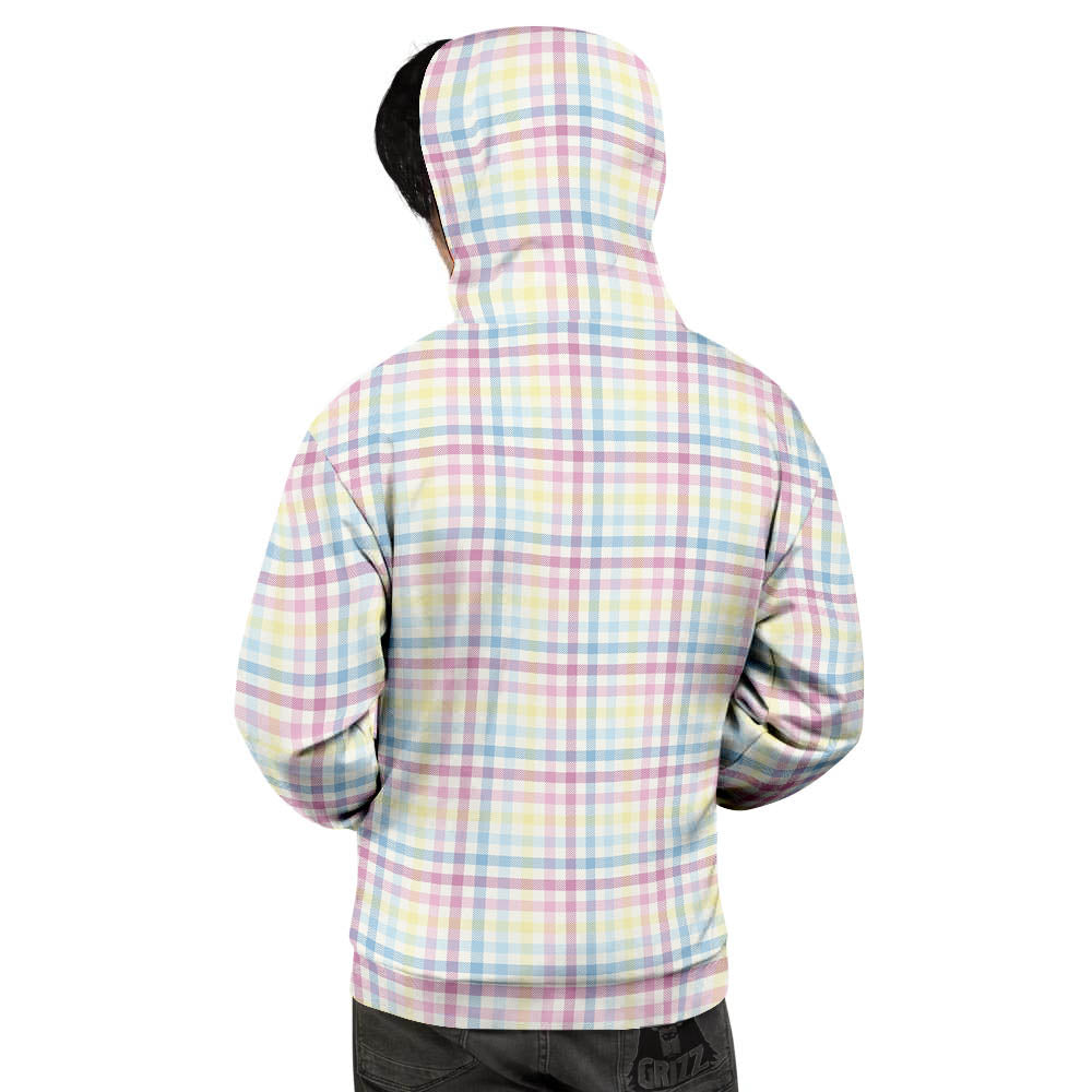 Pastel Plaid Cotton Candy Print Pattern Men's Hoodie-grizzshop