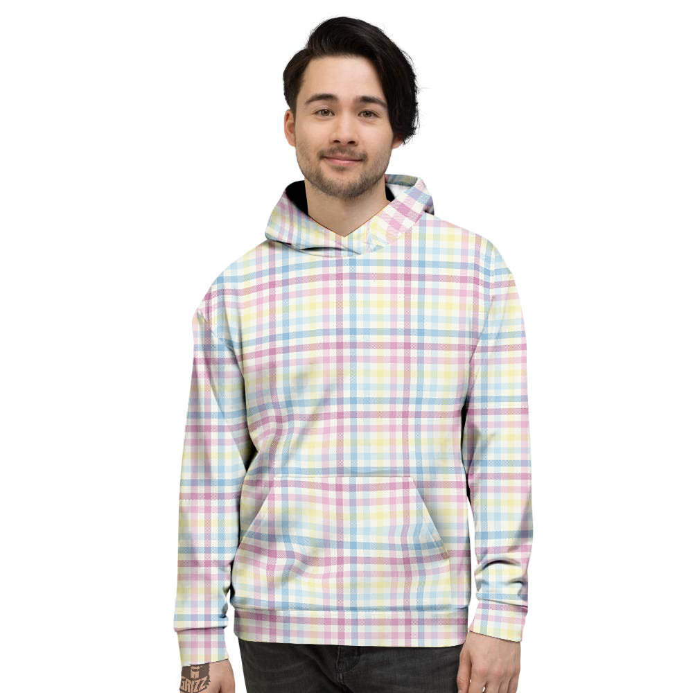 Pastel Plaid Cotton Candy Print Pattern Men's Hoodie-grizzshop