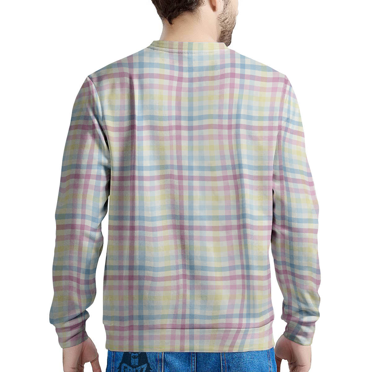 Pastel Plaid Cotton Candy Print Pattern Men's Sweatshirt-grizzshop
