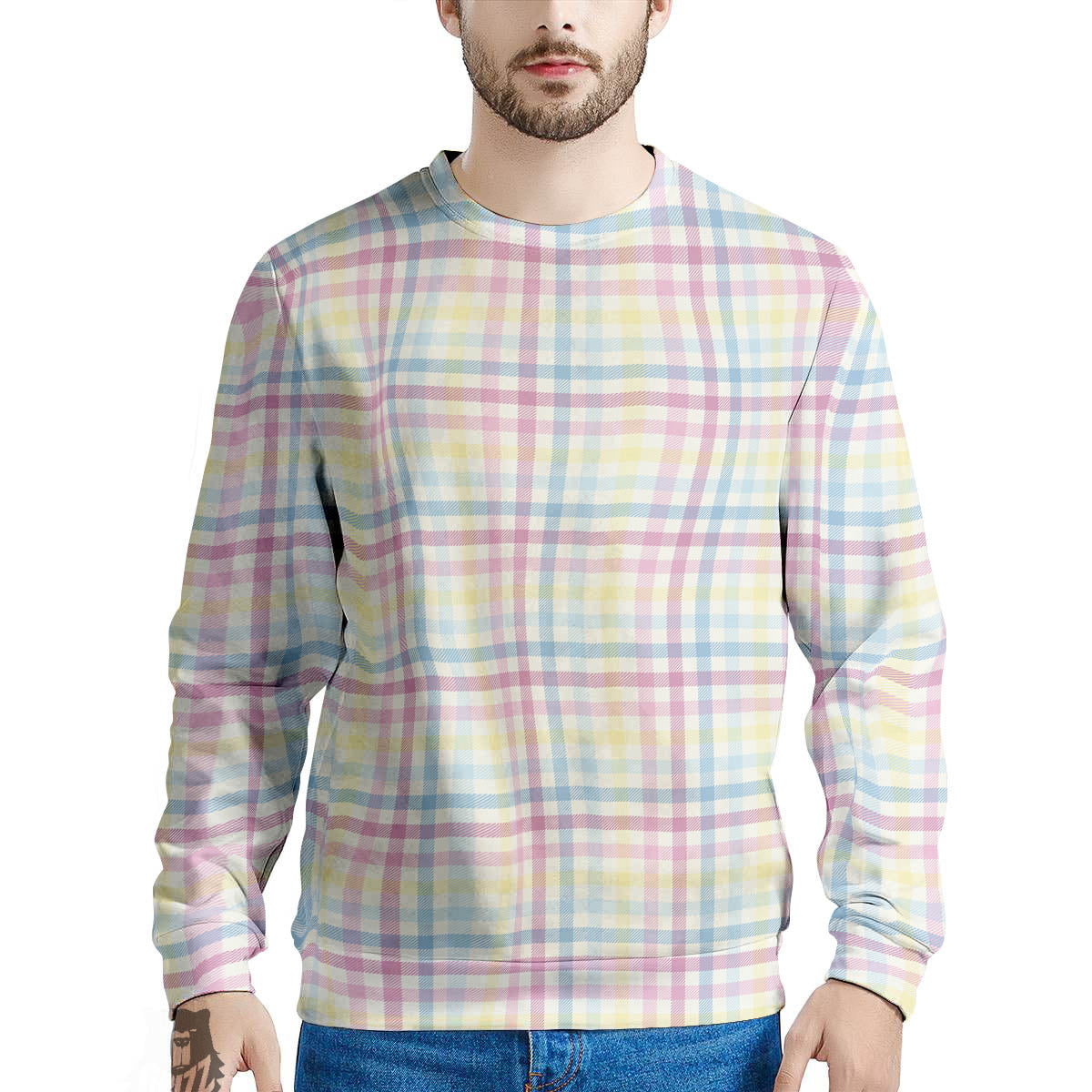 Pastel Plaid Cotton Candy Print Pattern Men's Sweatshirt-grizzshop