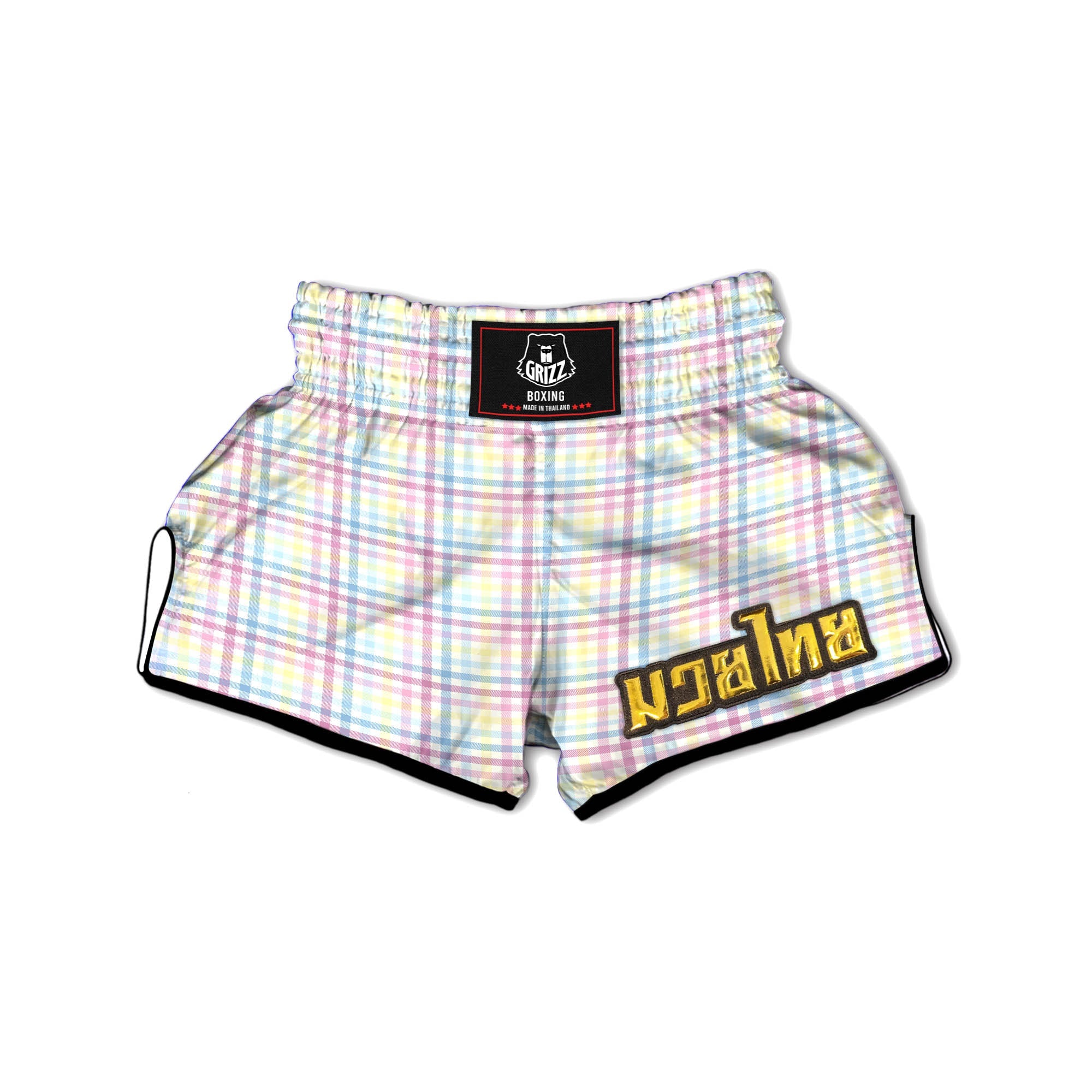 Pastel Plaid Cotton Candy Print Pattern Muay Thai Boxing Shorts-grizzshop