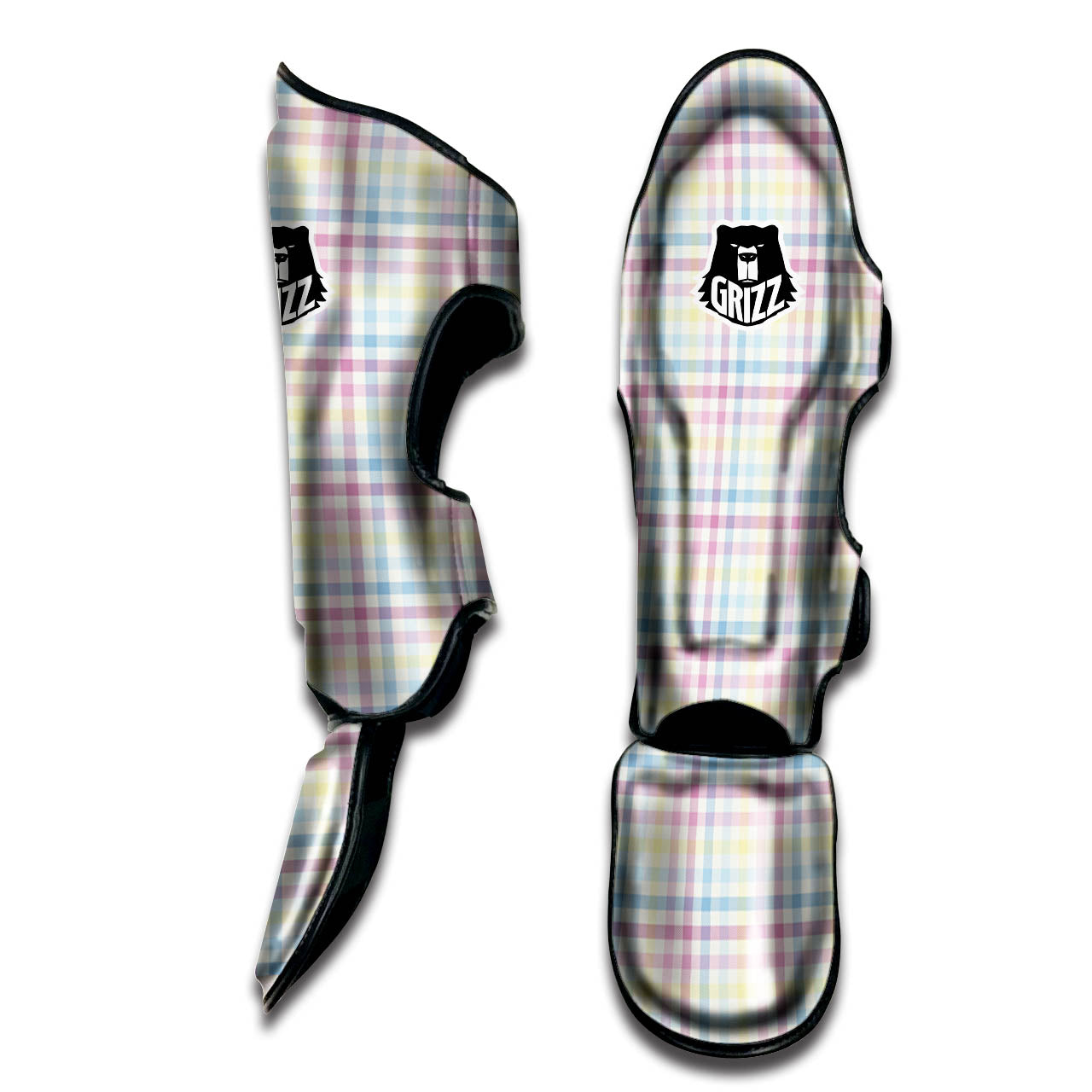 Pastel Plaid Cotton Candy Print Pattern Muay Thai Shin Guards-grizzshop